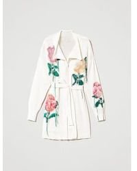 Twin Set - Cardigan With Inlaid Flowers Print - Lyst