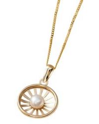 Posh Totty Designs - Products 9ct Pearl Sunburst Charm Necklace - Lyst