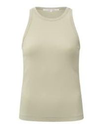 Yaya - Cotton Ribbed Singlet With Crewneck Or Agate - Lyst