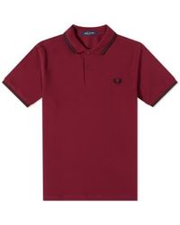 Fred Perry - Slim Fit Twin Tipped Polo Tawny Port And - Lyst