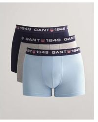 GANT - Pack Of 3 Sky And Navy Retro Shield Trunks L - Lyst