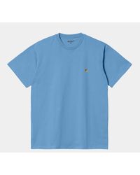 Carhartt T-shirt Chase Piscine/gold - Blue