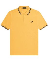 Fred Perry - Slim Fit Twin Tipped Polo Goln Hour - Lyst