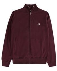 Fred Perry - Authentic Classic Zip Through Cardigan Burgundy - Lyst