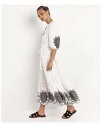 Greek Archaic Kori - Daisy robe longue avec ceinture en blanc et noir 230068 - Lyst