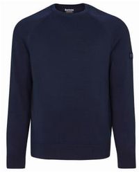 Barbour - International Cotton Crew Neck Sweater Navy M - Lyst