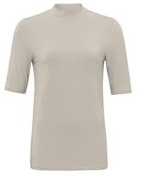 Yaya - T-shirt avec cou haut et manches courtes en ajustement régulier - Lyst