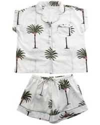 Powell Craft - Ladies Palm Tree Print Cotton Short Pyjama Set S/m - Lyst