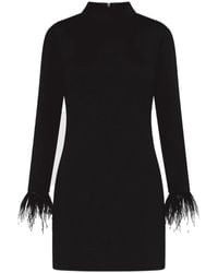 Marella - Ione Black Mini Dress With Feather Trim 23362608362 Col 002 - Lyst