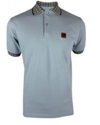 Trojan - Jacquard Gingham Trim Pique Polo Shirt - Lyst
