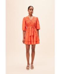 Suncoo - Acantilado vestido bordado naranja corta - Lyst