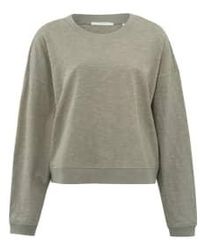 Yaya - Sweatshirt With Crewneck, Long Sleeves And Slub Effect Army Size 1 - Lyst