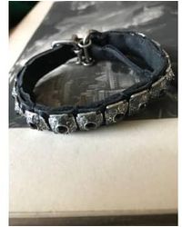 Goti - 925 Oxidised And Leather Bracelet With Black Stones - Lyst