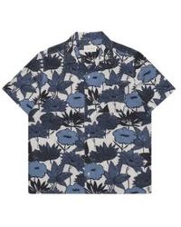 Far Afield - Selleck Ss Shirt Flower Collage Print In Navy Iris From - Lyst