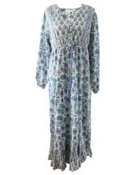 Powell Craft - Vestido algodón floral azul lila impreso estampado 'cassidy' - Lyst