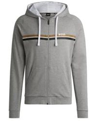 BOSS - Authentic jacket sweat à capuche zippé en coton éponge gris moyen 50515138 033 - Lyst
