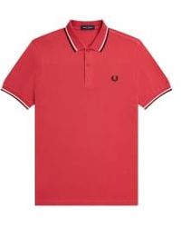 Fred Perry - F perry slim fit twin tipped polo washed / snow white / black - Lyst