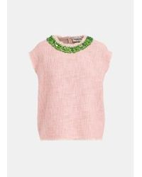 Essentiel Antwerp - Topo tweed sin mangas algodón color rosa claro - Lyst