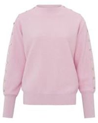 Yaya - Sweater With Boatneck Long Sleeves And Button Details Or Lady Pink Melange - Lyst