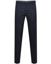 SELECTED - Slim Oasis Linen Check Trs - Lyst