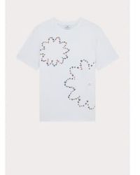 Paul Smith - T-shirt t-shirt à l'encre florale décrits col: 01 blanc, taille: l - Lyst