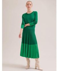 Cefinn - Colette Contrast Hem Midi Skirt Col: Emerald L - Lyst