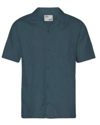 COLORFUL STANDARD - Camisa lino manga corta gasolina azul - Lyst