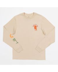 Brixton - Sucht grafisches langarm-t-shirt in creme & orange - Lyst