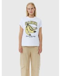 Ganni - Camiseta blanca plátano relajado - Lyst