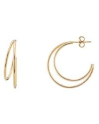 silver jewellery - Gold Double Circle Crescent Earrings One Size / Pair - Lyst