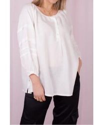 ROSSO35 - Off Collarless Blouse 8 - Lyst