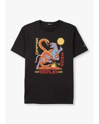 Replay - Herren tiger & schlangendruck t-shirt in schwarz - Lyst