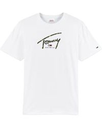 Tommy Hilfiger - Tommy jeans jeans escrita la camiseta lineal blanca - Lyst