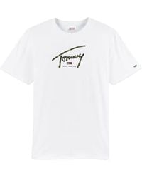 Tommy Hilfiger - Tommy jeans jeans escrita la camiseta lineal blanca - Lyst