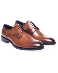 John White - Pembroke Derby Semi Brogue Shoes Tan 7 - Lyst