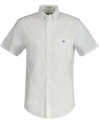 GANT - Regular Fit Cotton Linen Short Sleeve Shirt M - Lyst