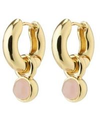 Pilgrim - Evah Hoop Earrings Gold Gold/pink / Os - Lyst