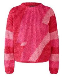 Ouí - Gemusterter pullover rote rose - Lyst