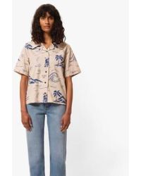 Nudie Jeans - Moa Waves Hawaii Shirt Ecru Xs - Lyst