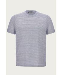 Canali - And White Striped Cotton Linen T-shirt T0003-mj02041-300 48 - Lyst