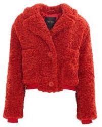 Freed - Romeo cropped teddy faux fur veste rouge - Lyst
