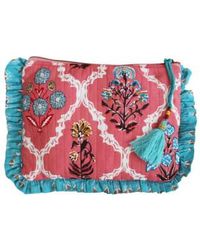Powell Craft - Block Printed & Blue Floral Quilted Make Up Bag - Lyst