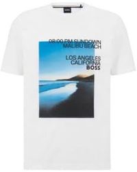 BOSS - Boss Tiburt 399 Cotton Blend T Shirt With Photographic Print 50486217 100 - Lyst