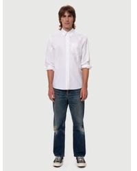 Nudie Jeans - Chemise John Button Down Oxford Offwhite - Lyst