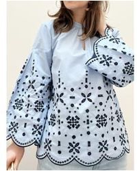 Inwear - Dorika Cotton Embroidered Blouse Chambray Dk 36 Uk 10 - Lyst