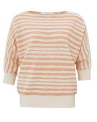 Yaya - Batwing Sweater With Boatneck And Stripes - Lyst