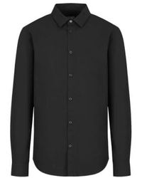 Armani Exchange - Schwarzes langarm-hemd aus baumwollstretch - Lyst
