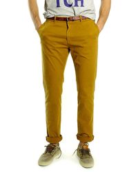 Scotch & Soda Pantalón chino camel teñido prenda vestir algodón - Amarillo