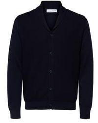 SELECTED - Gilet A Col Chale Bleu Marine - Lyst