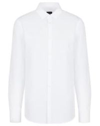 Armani Exchange - Camisa blanca manga larga elástica algodón - Lyst